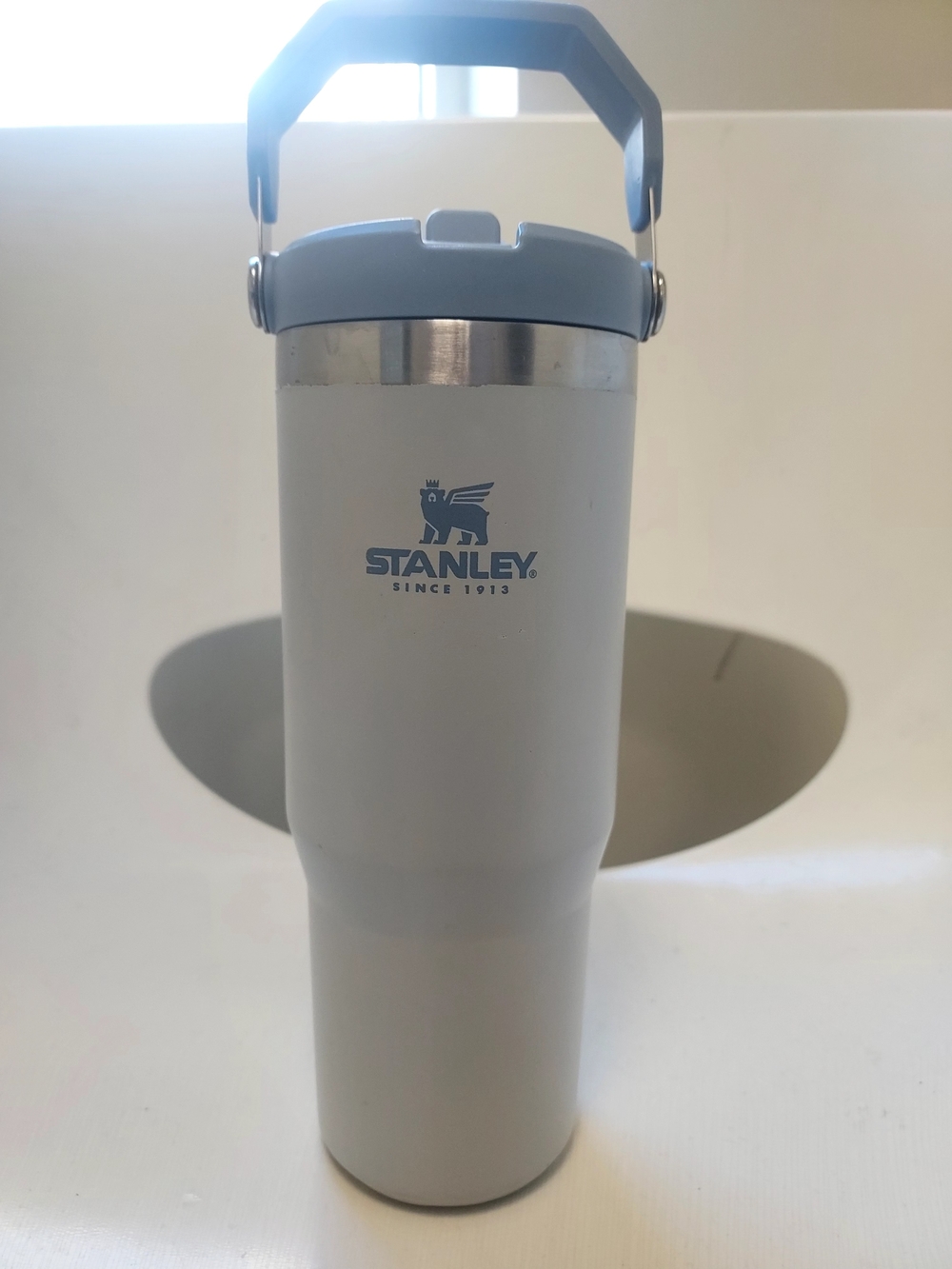 Stanley Light Gray & Light Blue Travel Tumbler with Carry Handle